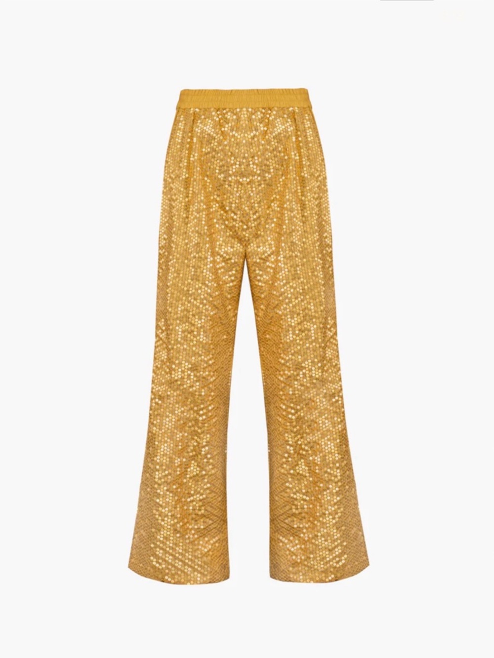 SLEEPER Supernova Sequined Pants Gold Sequin Wide Leg flare Pants XS NEW